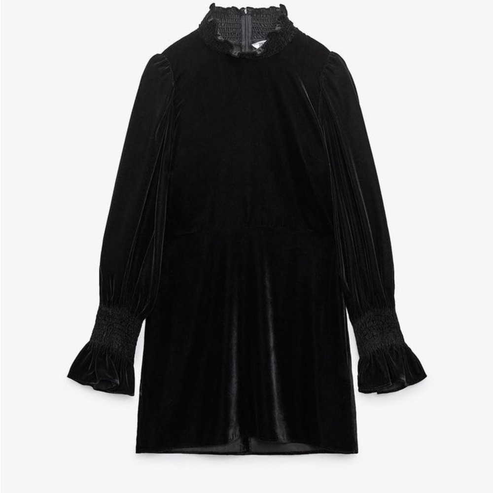 Zara Velvet Black Mini Dress (NWOT) - Picture 5 of 9
